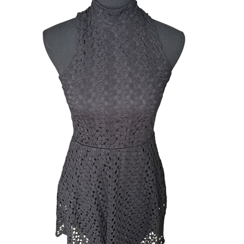 Xhilaration Y2K Halter Black Lace Eyelet Dress Size Small